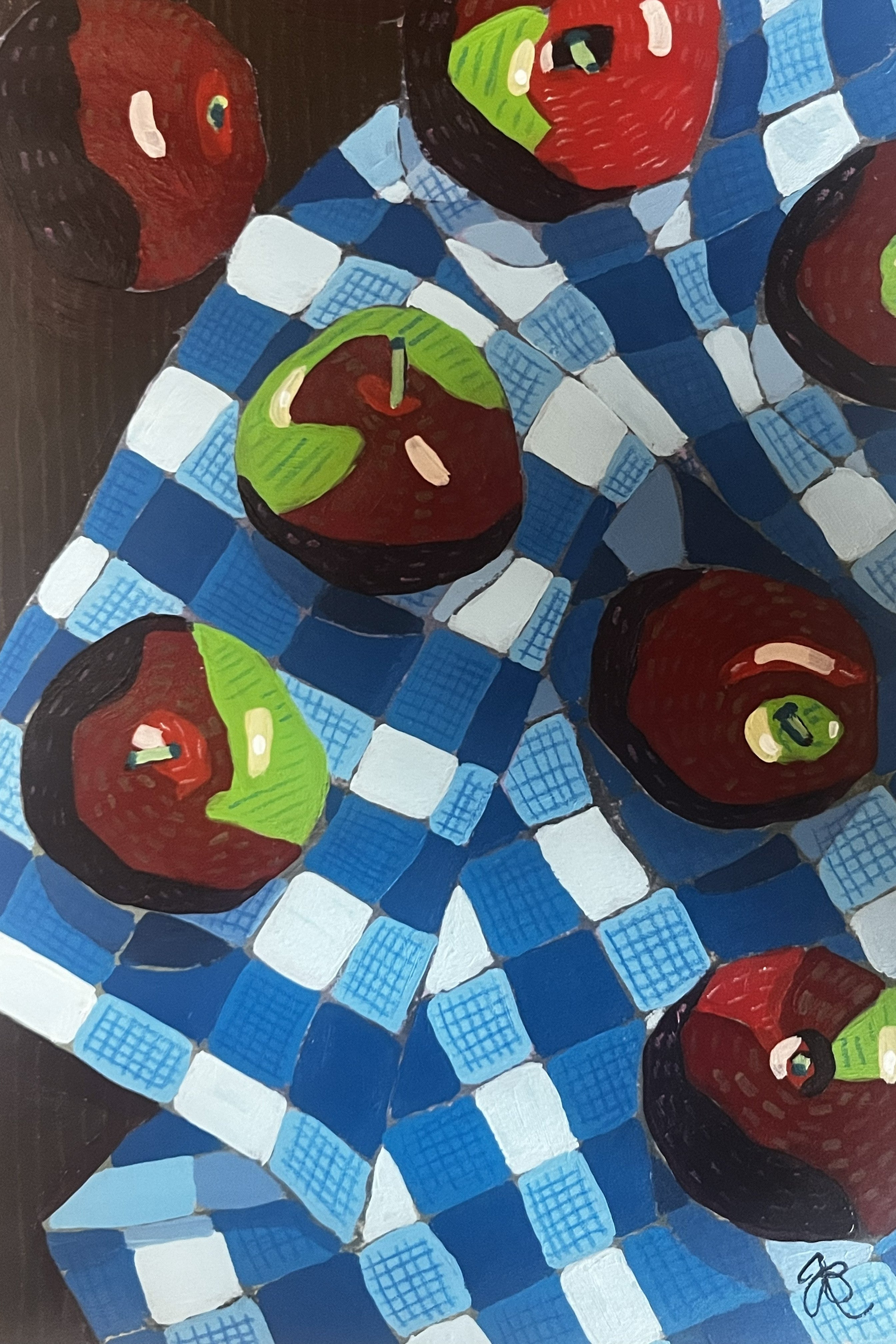 apples-checks-colour-blue-brown-still-life-jo-bayliss-artist